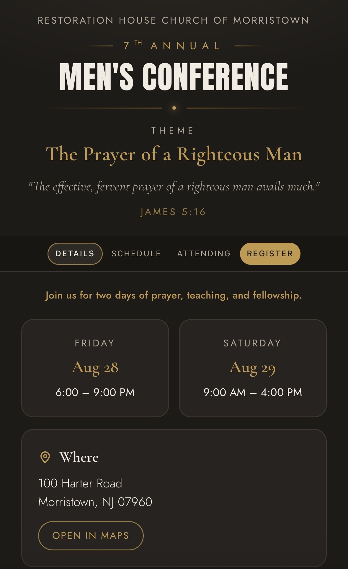 Men's Conference gathering page