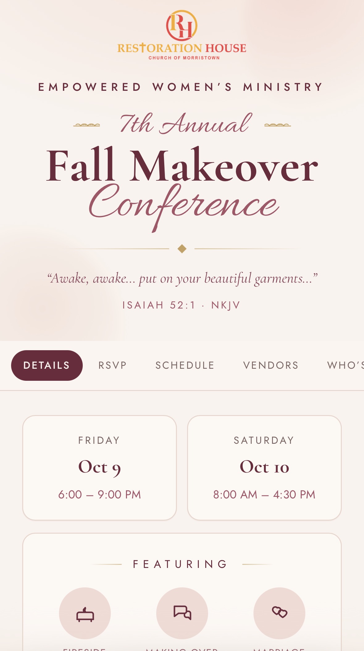 Fall Makeover Conference gathering page